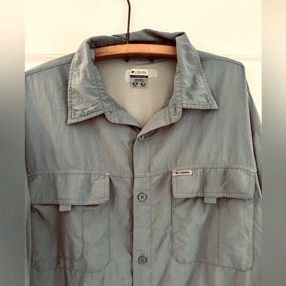 COLUMBIA Titanium omni shade long sleeve gray light USXL sports hiking camping - Picture 2 of 7